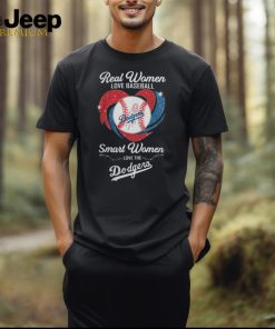 Real Women Love Baseball Smart Women Love The Los Angeles Dodgers Heart Hoodie Black shirt