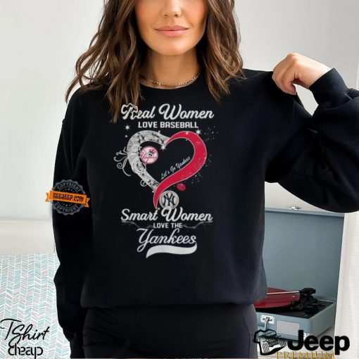 Real Women Love Baseball Smart Women Love The New York Yankees Let’s Go Yankees Heart Diamond Shirt