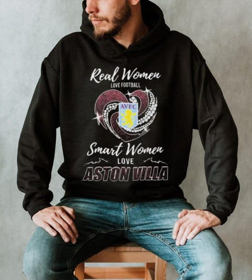 Real Women Love Football Smart Women Love Aston Villa Heart Diamond shirt