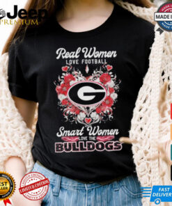 Real Women Love Football Smart Women Love The Georgia Bulldogs X Heart Flower Shirt