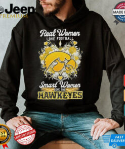 Real Women Love Football Smart Women Love The Iowa Hawkeyes X Heart Flower Shirt