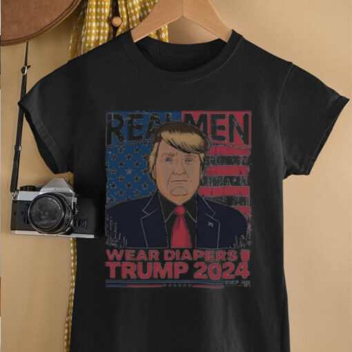 Real men wear diapers Trump 2024 USA flag shirt