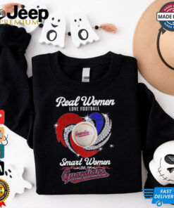 Real women love baseball Cleveland Guardians diamond heart smart women love the Guardians logo shirt