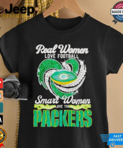 Real women love football smart women love the Green Bay Packers diamond heart shirt