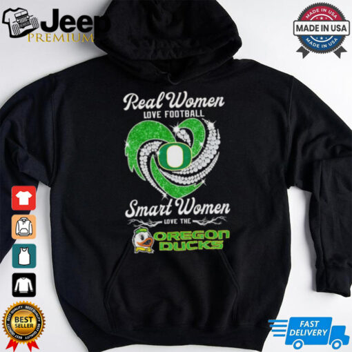 Real women love football smart women love the Oregon Ducks diamond heart shirt