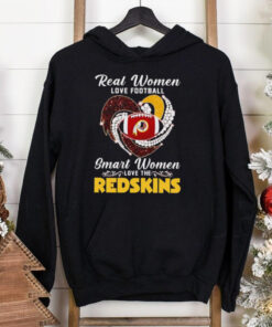 Real women love football smart women love the Redskins diamond heart shirt