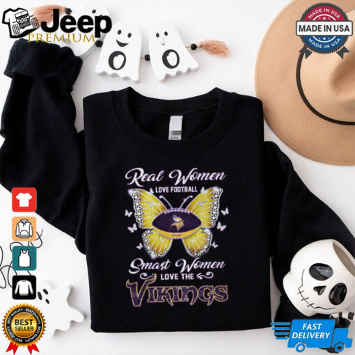 Real women love football smart women love the Vikings heart shirt