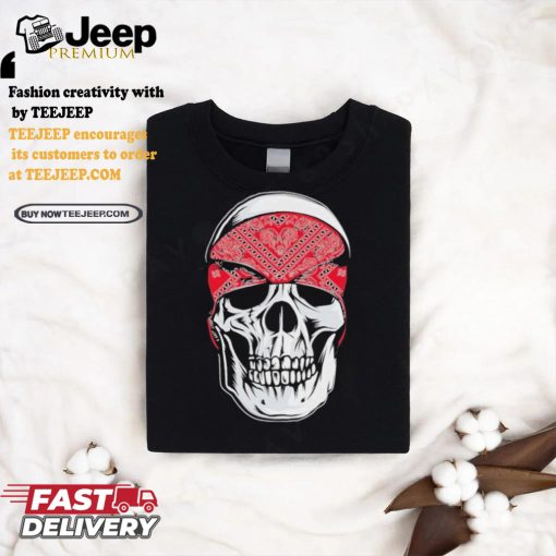 Red Bandana Skull Gangster Og Biker Graphic Skull Face Shirt