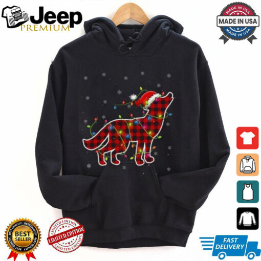 Red Buffalo Plaid Wolf Santa Christmas Matching T Shirt