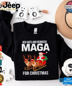 Red Hats and Reindeer MAGA for Christmas Trump Santa shirt