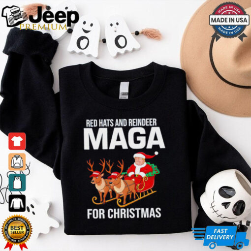 Red Hats and Reindeer MAGA for Christmas Trump Santa shirt