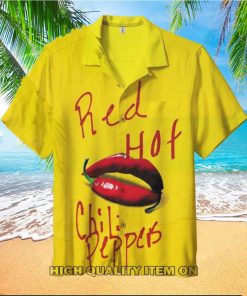 Red Hot Chili Peppers Lips Logo Yellow Hawaiian Shirt