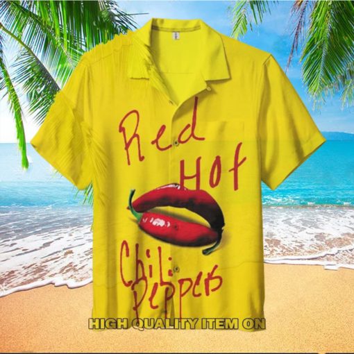 Red Hot Chili Peppers Lips Logo Yellow Hawaiian Shirt