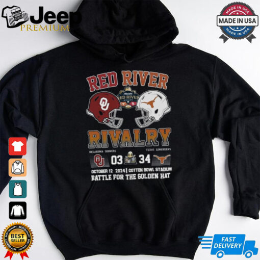 Red River Rivalry Texas 34 3 Oklahoma Battle For The Golden Hat Shirt