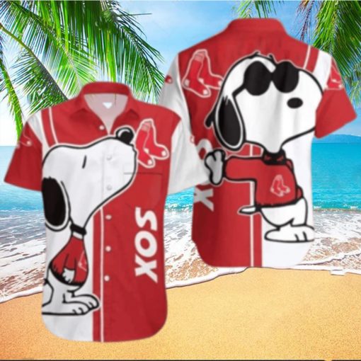 Red Sox Hawaiian Shirt With Snoopy Enjoying Summer Vibes