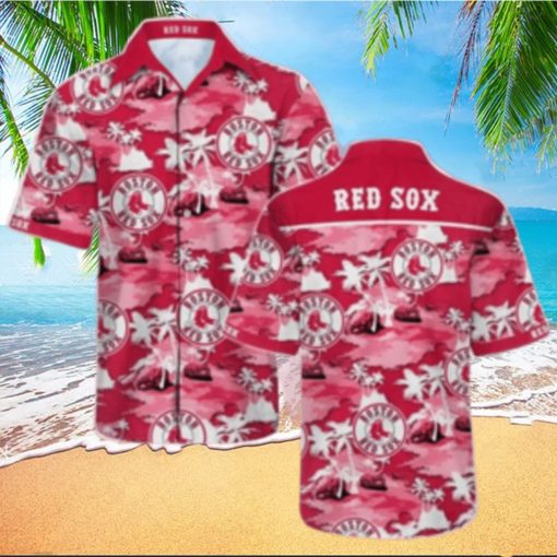 Red Sox Island Life Repeat Print Tropical Hawaiian Shirt