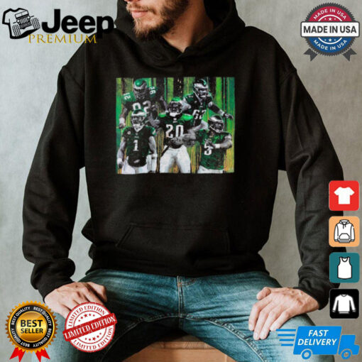 Reggie White, Jason Kelce, Jalen Hurts, Brian Dawkins, and Donovan McNabb Fly Eagles Fly Shirt