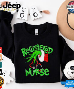 Registered Nurse Christmas Grinch hand faux glitter shirt