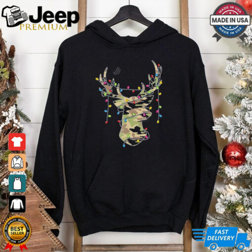 Reindeer Camo Hunting Christmas Lights Holiday shirt