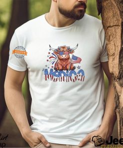 Retro Merica 4th Of July Highland Cow Shirt