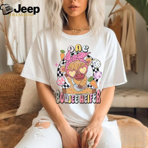 Retro One Boujee Heifer Easter Cow shirt