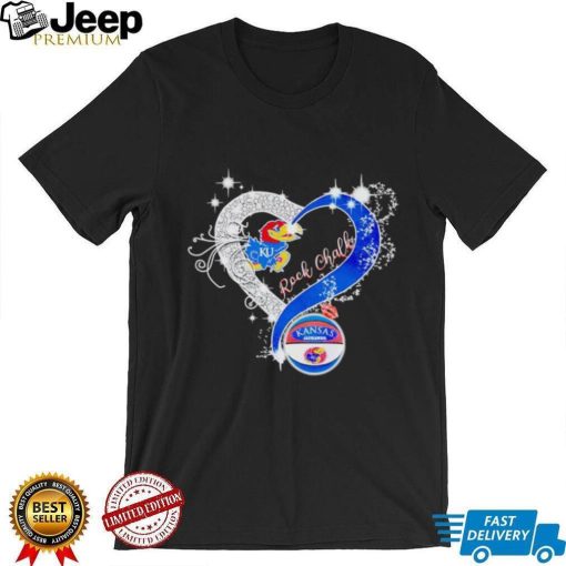 Rhinestone heart Kansas Jayhawks rock Chalk shirt