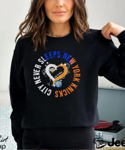 Rhinestone heart city never sleeps New York Knicks shirt