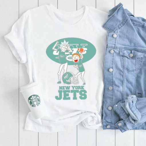 Rick and Morty cartoon New York Jets football helmet logo 2024 shirt