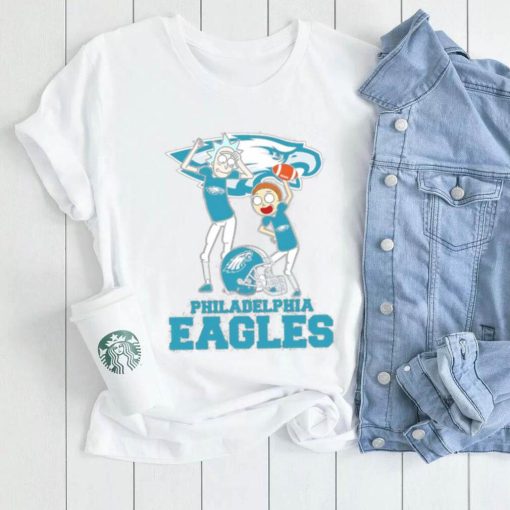 Rick and Morty cartoon Philadelphia Eagles football helmet logo 2024 shirt