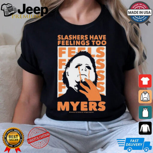 Riot Society Halloween 2024 Michael Myers Slashers Have Feelings Too Painting t shirt