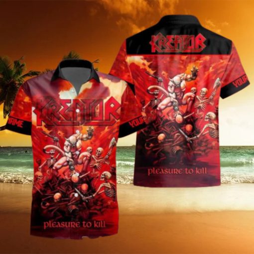 Rock Band Kreator Pleasure To Kill Tropical All Over Printed Hawaiian Shirt and Beach Short