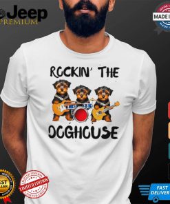 Rockin’ the Doghouse Yorkipoo Puppy Band Rock n’ Roll Dog Design shirt