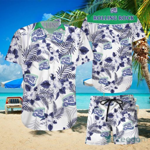 Rolling Rock Hawaiian Shirts And Short Summer Beach Set