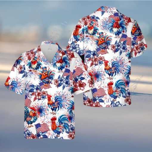 Rooster, 4th Of July Hawaiian Shirt