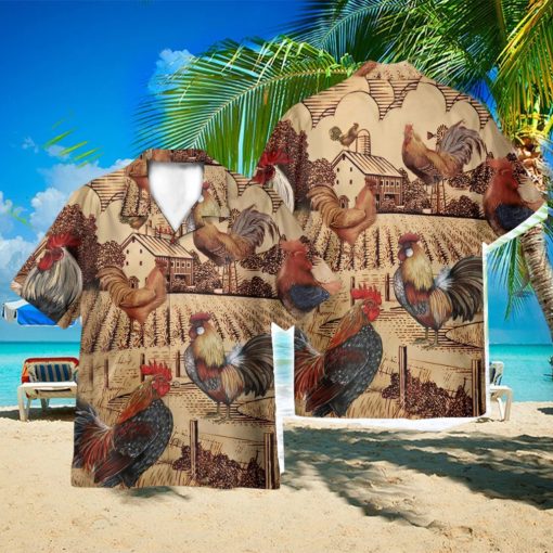 Rooster Vintage AOP Hawaiian Shirt Beach Lover Summer Gift Shirt