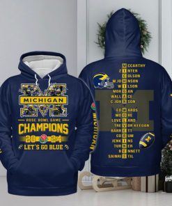 Rose Bowl Champions 2024 Let’s Go Blue Wolverines Hoodie T Shirt