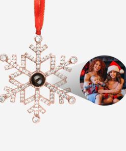 Rose Gold Custom Snowflake Photo Ornament For Christmas