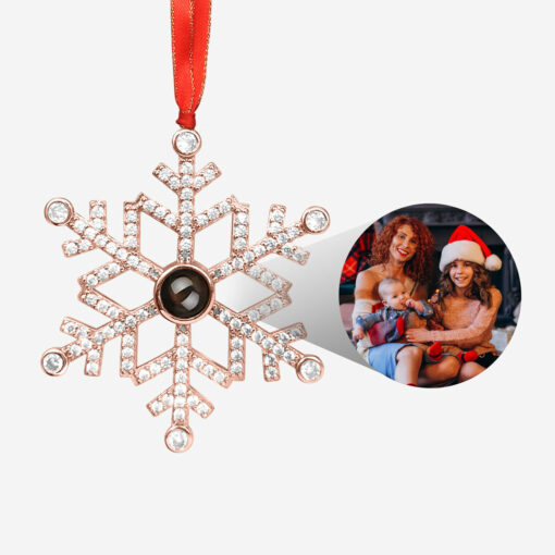 Personalized Pink Ombré Snowflake Photo Ornament