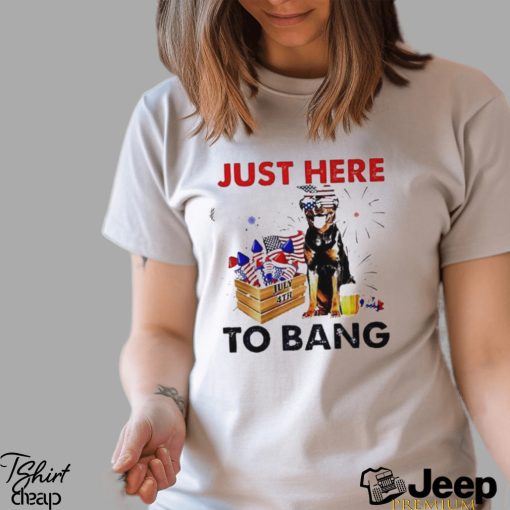 Rottweiler just here to bang American flag firework Independence Day 4th Of July shirt