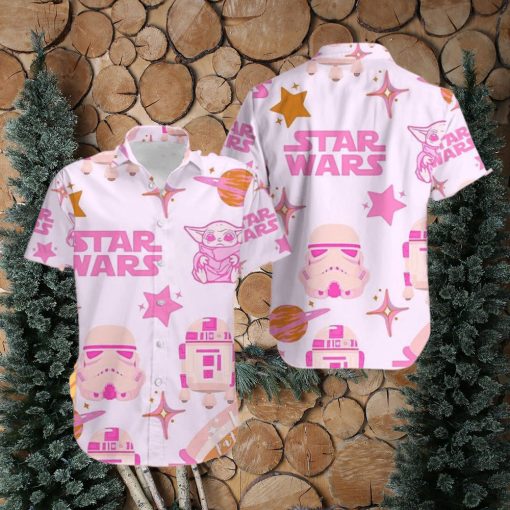 Royal Charm Pink Baby Yoda Star Wars Hawaiian Shirt Elegance