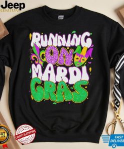 Running on Mardi Gras shirt