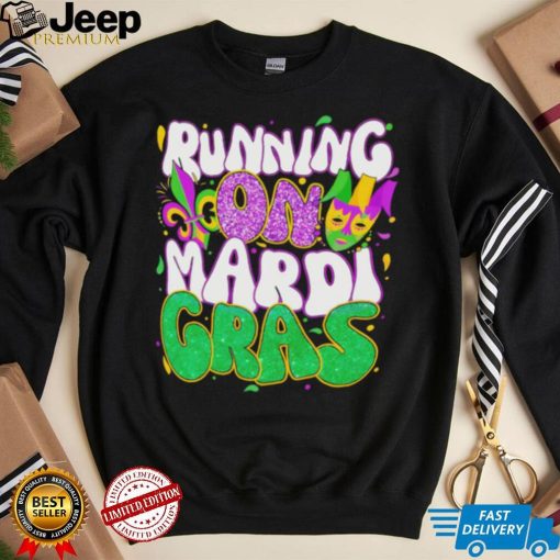 Running on Mardi Gras shirt