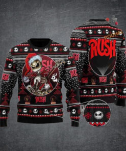 Rush Band Skull Santa Claus And Rush Logo Chirstmas Gifts 2024 Xmas For Family And Friends Ugly Sweater