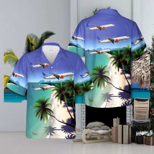 SAS Scandinavian Airlines Boeing 737 800 airplane 3D Hawaiian Shirt Beach Lover Gift