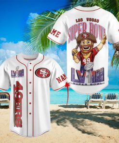 SF 49ers Super Bowl LVIII Custom Name Baseball Jersey