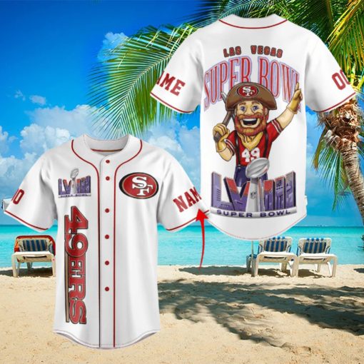 SF 49ers Super Bowl LVIII Custom Name Baseball Jersey