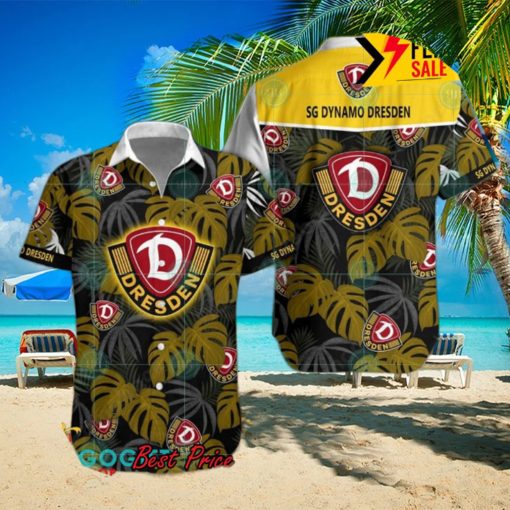 SG Dynamo Dresden Big Logo Tropical Leaves Hawaiian Shirt