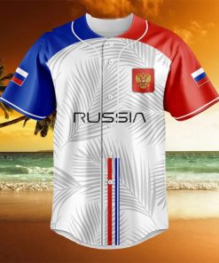 Custom Name Russia Flag Palm Leaf Baseball Jersey Shirt Gift For Men And Women