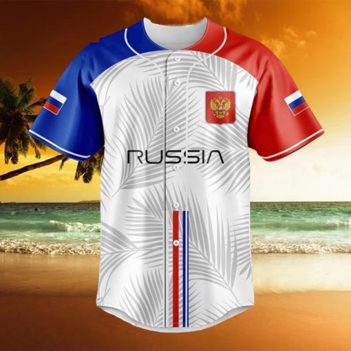 Custom Name Russia Flag Palm Leaf Baseball Jersey Shirt Gift For Men And Women
