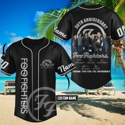 30th Anniversary Foo Fighters Thank You For The Memories Personalized Baseball Jersey